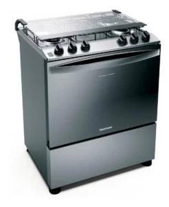 Fogão Brastemp 5 bocas cor inox BFS5NCR com botões removíveis.