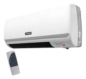 Aquecedor de Parede Elétrico 2 em 1 2000W com timer na cor branca.