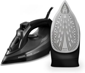 Ferro de passar Philips Walita Série 5000 preto com base SteamGlide Plus e vapor vertical