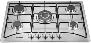 Cooktop a gás Suggar 5 bocas inox FG5135IX com tripla chama central.