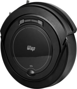 Aspirador robô WAP W90 preto com função 3 em 1 para varrer aspirar e passar pano