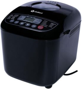 Máquina de pão Gallant 19 programas preta, compacta, exibindo o painel digital superior.