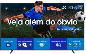Smart TV 4K Samsung Vision AI QEF1 de 55 polegadas QLED com Gaming Hub e processador Q4 AI.