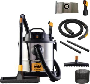 Aspirador de pó e água WAP GTW 20 com barril inox de 20 litros e mangueira para limpeza pesada.