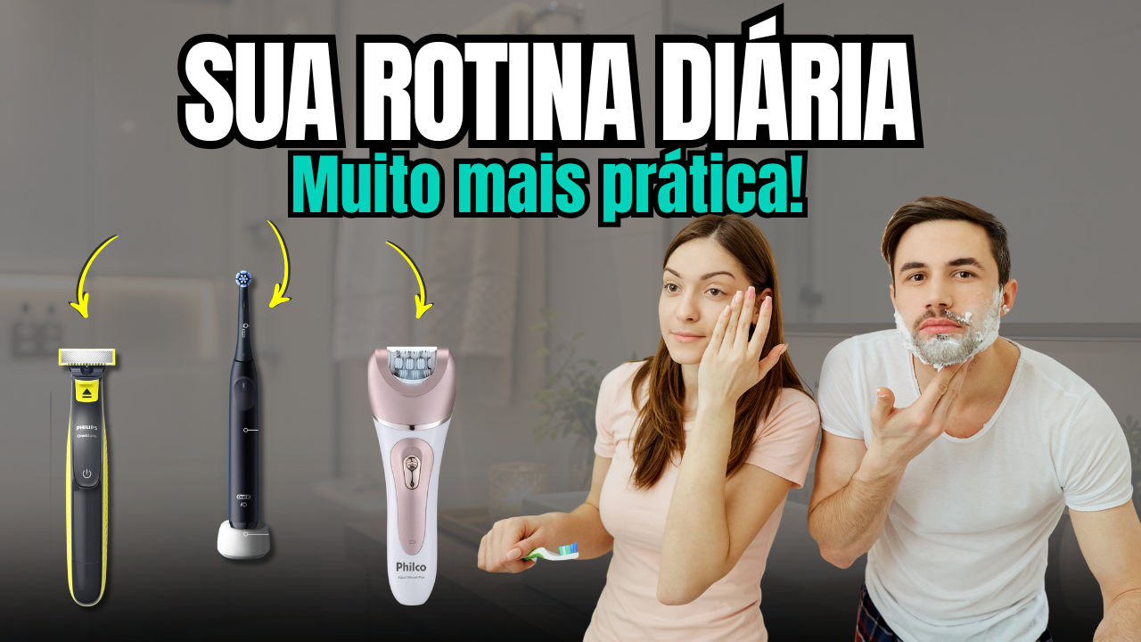 casal mostrando rotina de barbear e escovar os dentes